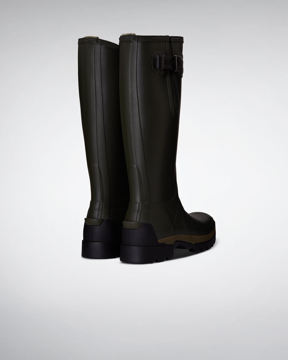 Hunter Balmoral Side Adjustable 3Mm Neoprene Tall Rain Boots - Online Shop Womens Dark Olive - MNZUI